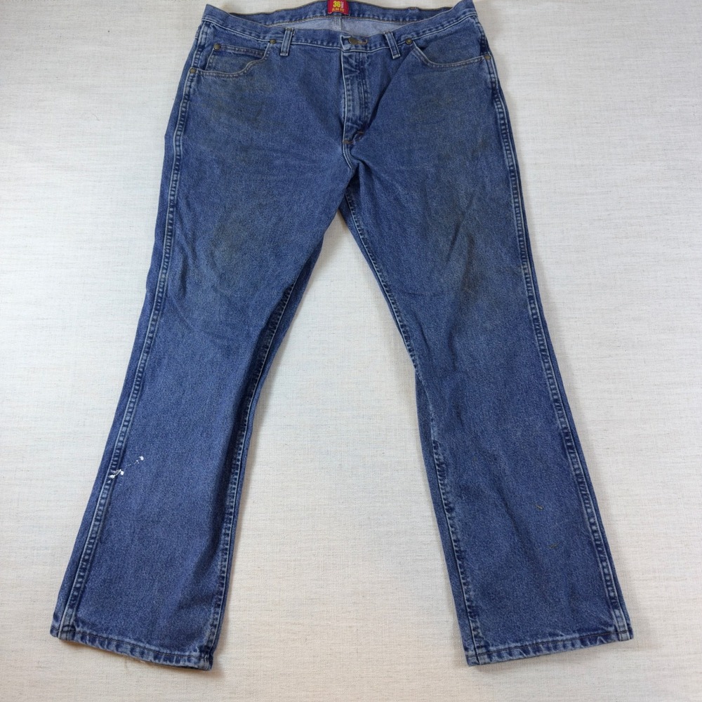 Wrangler 36MWZ Cowboy Cut Slim Jeans Mens Distressed Paint Splatter 40x32
